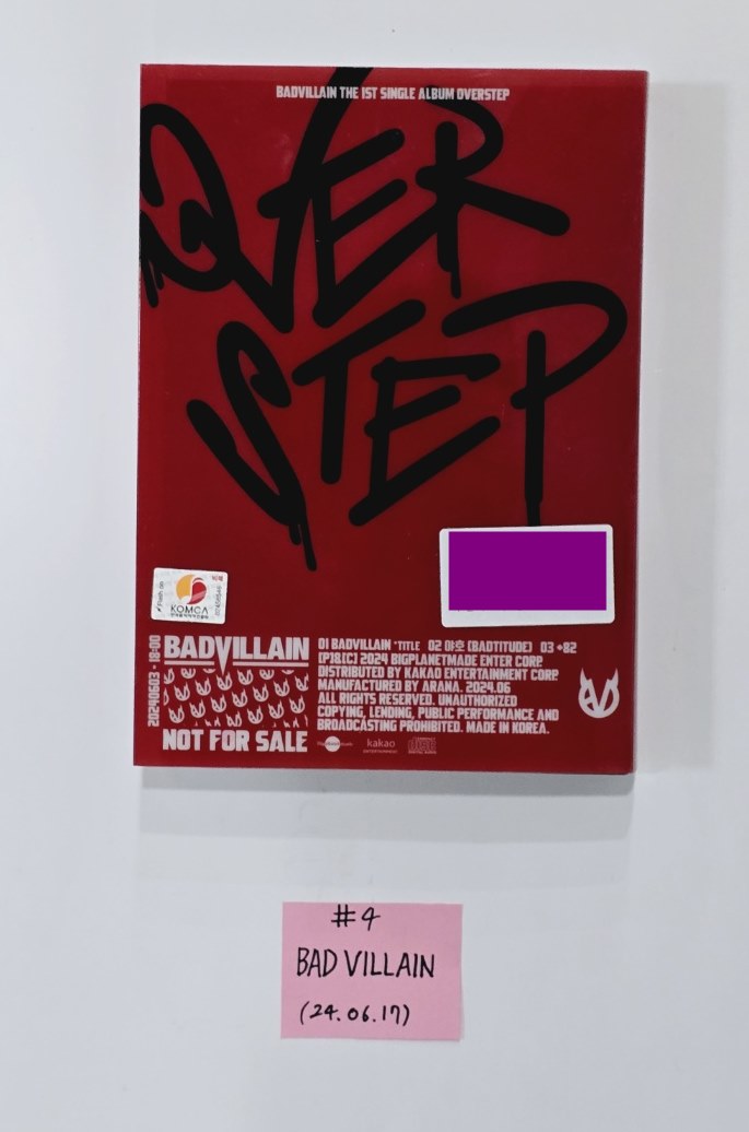 Artms "DALL", Yves "LOOP", BADVILLAIN "OVERSTEP" - Hand Autographed(Signed) Promo Album [24.6.17] - HALLYUSUPERSTORE