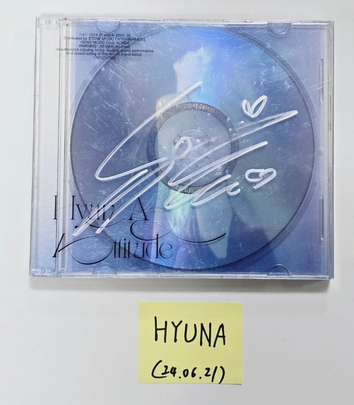 HyunA "Attitude" - Hand Autographed(Signed) Album [24.6.21] - HALLYUSUPERSTORE