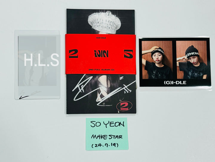 Soyeon (Of (g) I-DLE) "2" - Hand Autograhped(Signed) [Polaroid + Album] & 2 Cut Photo [24.7.19] - HALLYUSUPERSTORE