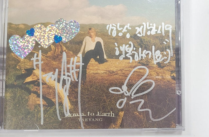 TAEYANG "Down To Earth" - Hand Autographed(Signed) Promo Album [24.8.2] - HALLYUSUPERSTORE