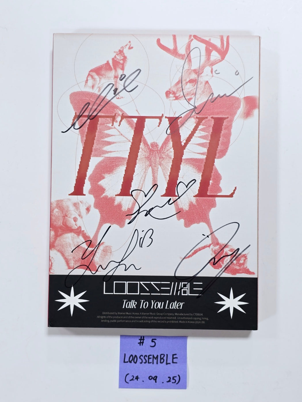 FIFTY FIFTY "Love Tune", TXT "TEMPTATION", QWER "Algorithm's Blossom", Loossemble "TTYL" - Hand Autographed(Signed) Promo Album [24.9.25]