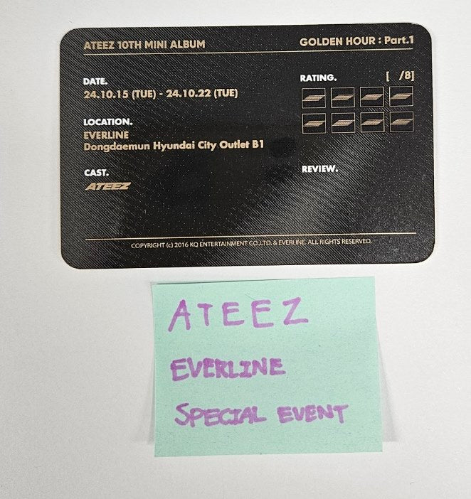 Ateez "GOLDEN HOUR : Part.1" - Everline Exhibition Special Event Photocard [24.10.15]