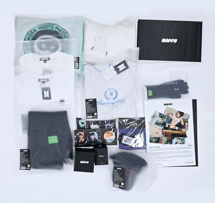 Jin - "Happy : Running Wild to Happiness" Pop-Up Store MD (Wootteo Wrist Rest Set, Hoodie, Ball Cap, Muffler, Gloves, Poster &amp; Sticker Set, Printed Photo) [24.11.19]