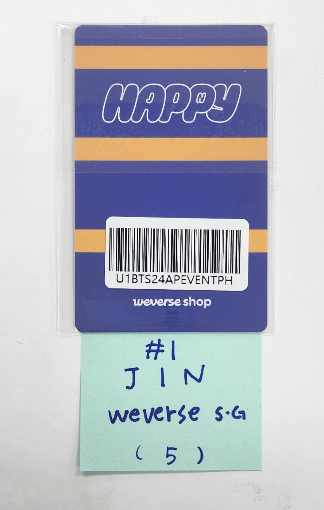 Jin (Of BTS) "Happy" - Weverse Shop Special Gift Photocard [24.11.25]