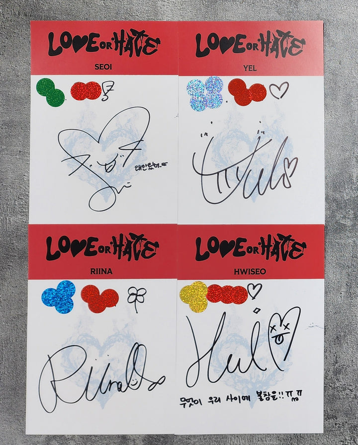 H1-KEY "LOVE or HATE" - Hand Autograhped(Signed) Postcards Set (4EA) [24.12.27]