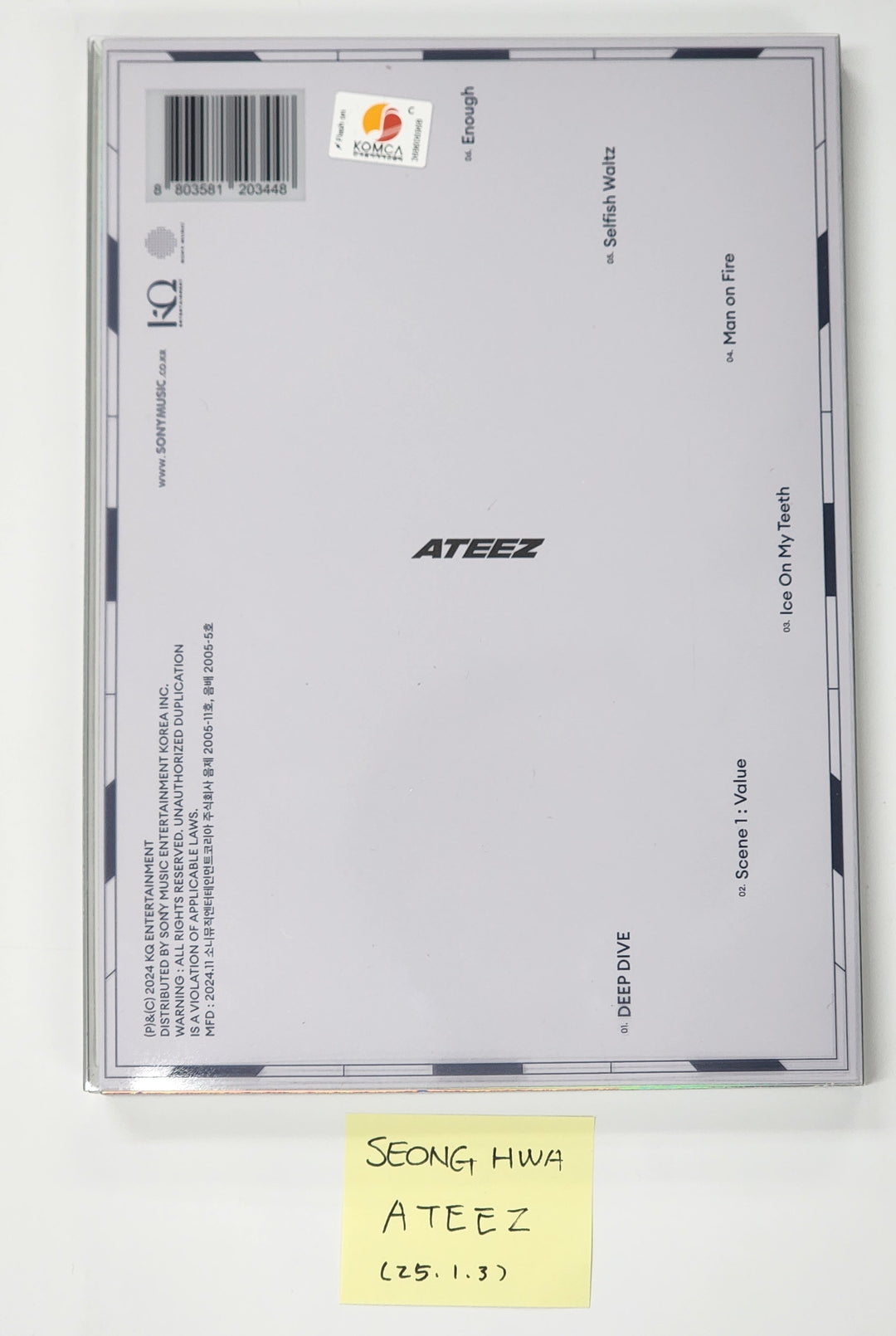 Seong Hwa (Of Ateez) "GOLDEN HOUR : Part.2" - Hand Autographed(Signed) album [25.1.3]