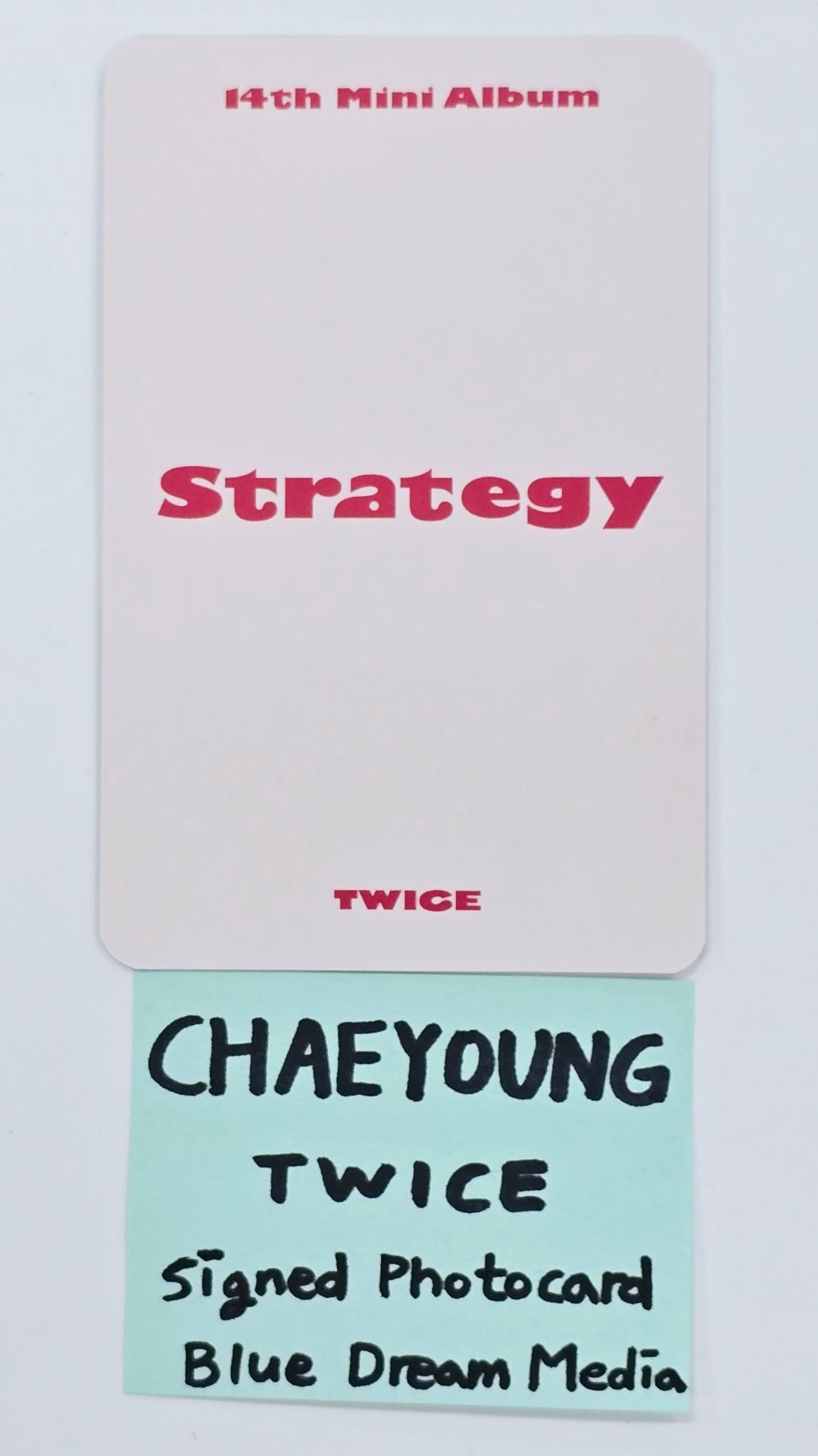 Chaeyoung (Of TWICE) "STRATEGY" - Hand Autographed(Signed) Photocard [25.1.9]