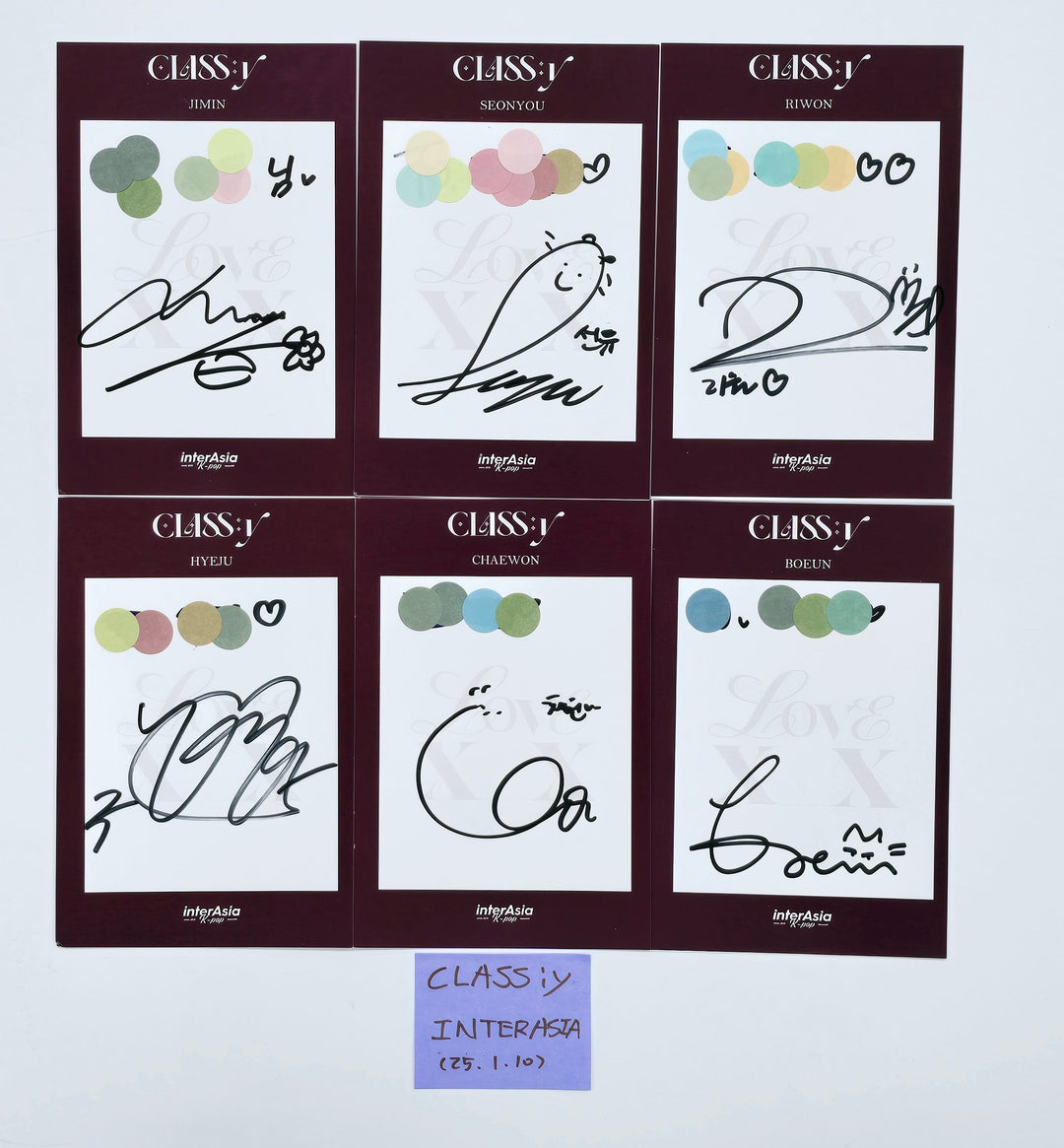 CLASS:y "CLASS:y" - Hand Autographed(Signed) Postcards Set (6EA) [25.1.10]