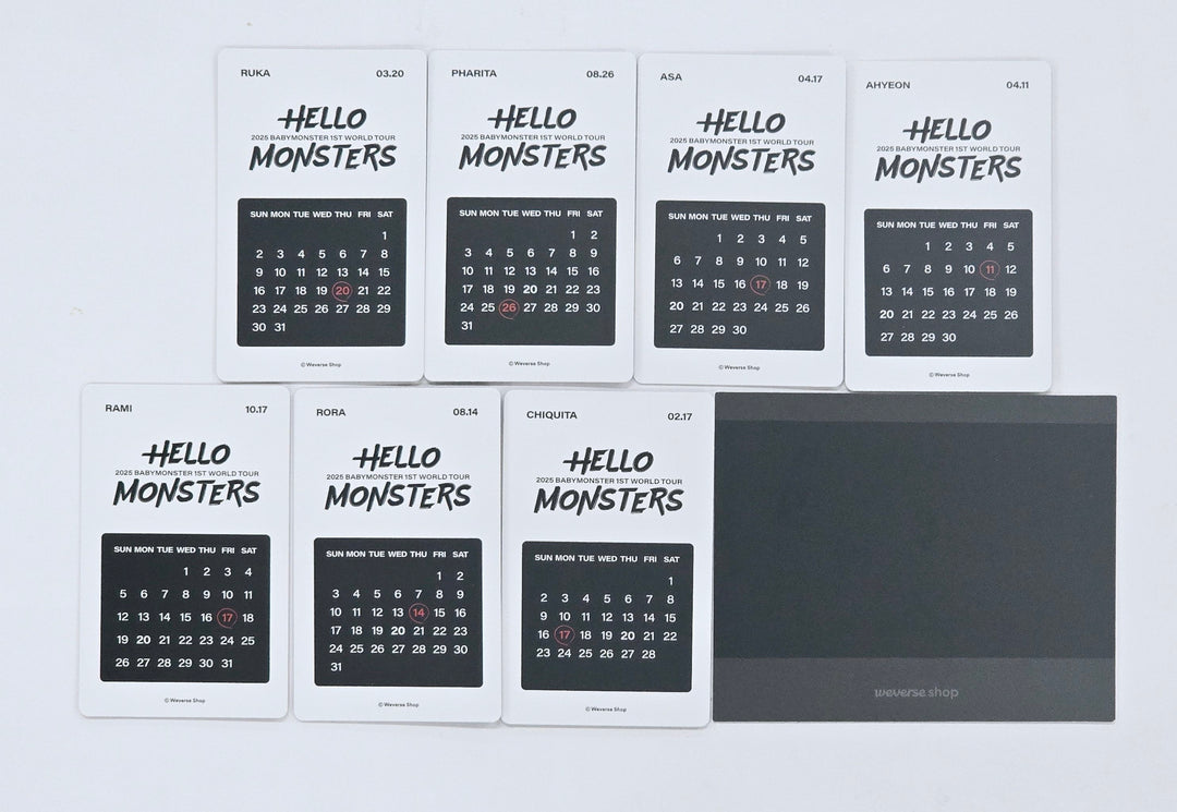 BABYMONSTER "HELLO MONSTERS" 1st WORLD TOUR IN SEOUL - Weverse PICK-UP Event Photocard [Birth Calendar Ver.] [25.1.25]