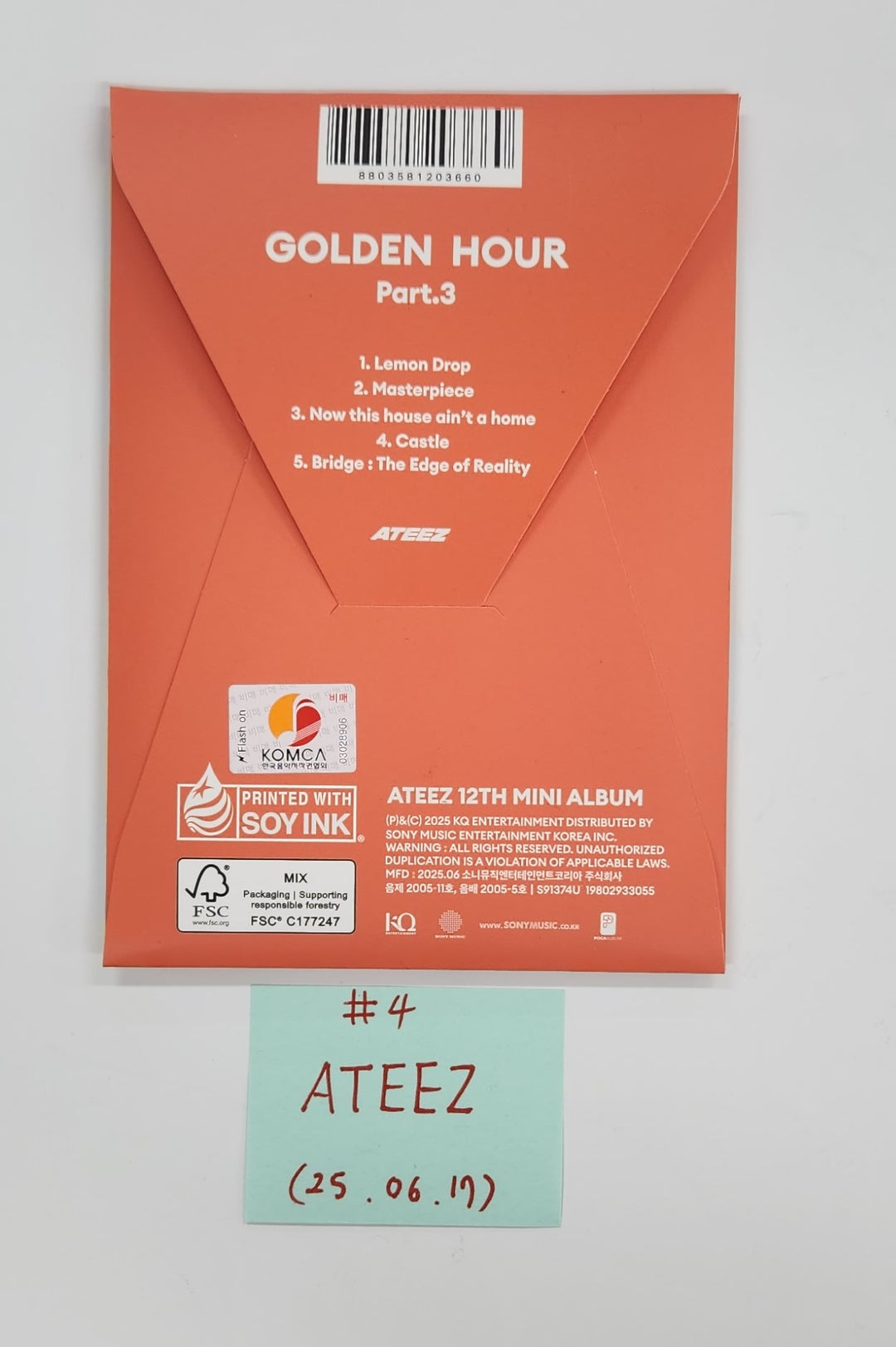 Ateez "Golden Hour : Part.3" - Hand Autographed(Signed) Promo Album [25.6.17]