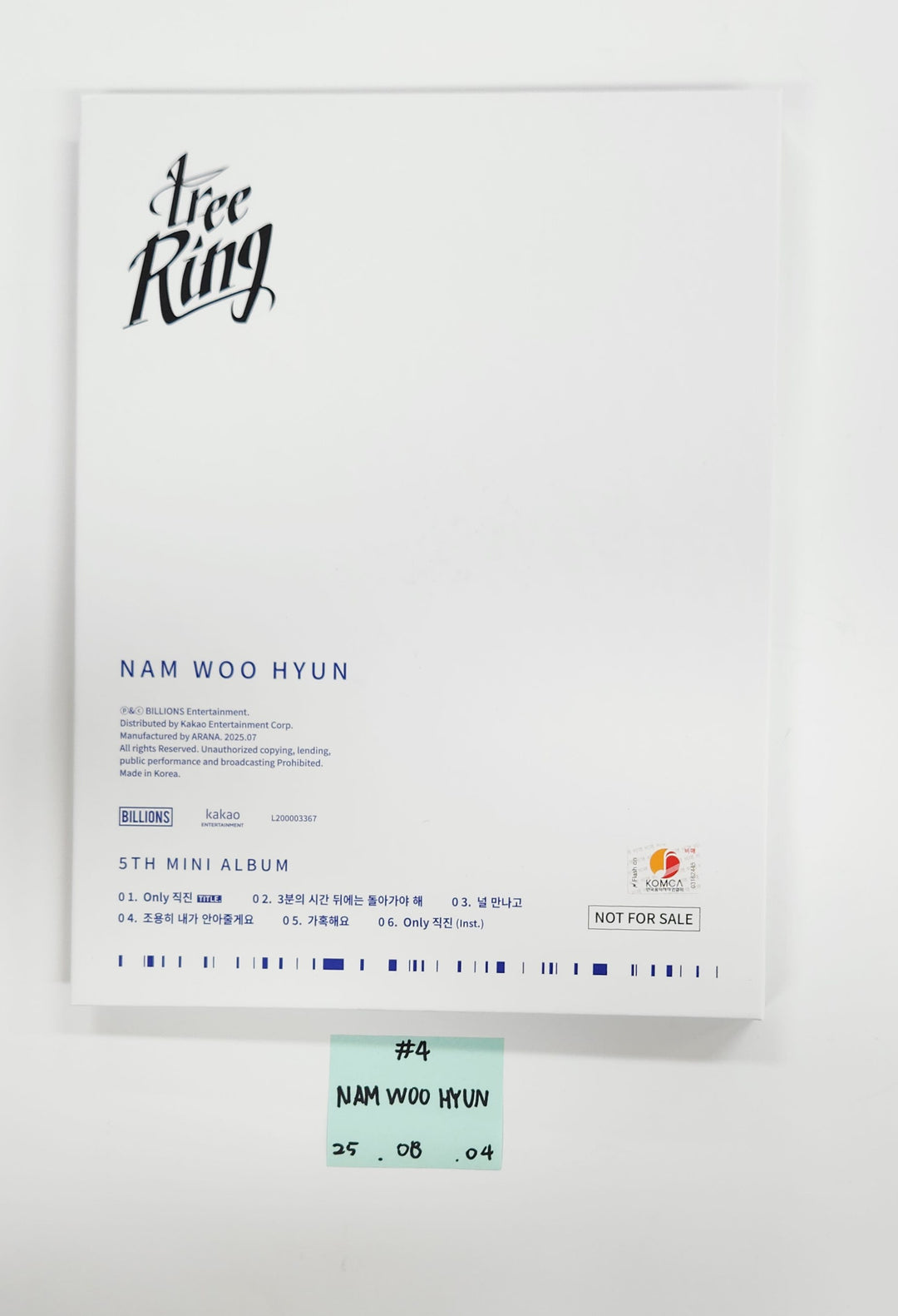 NamWoohyun "Tree Ring" - Hand Autographed(Signed) Album [25.8.4]
