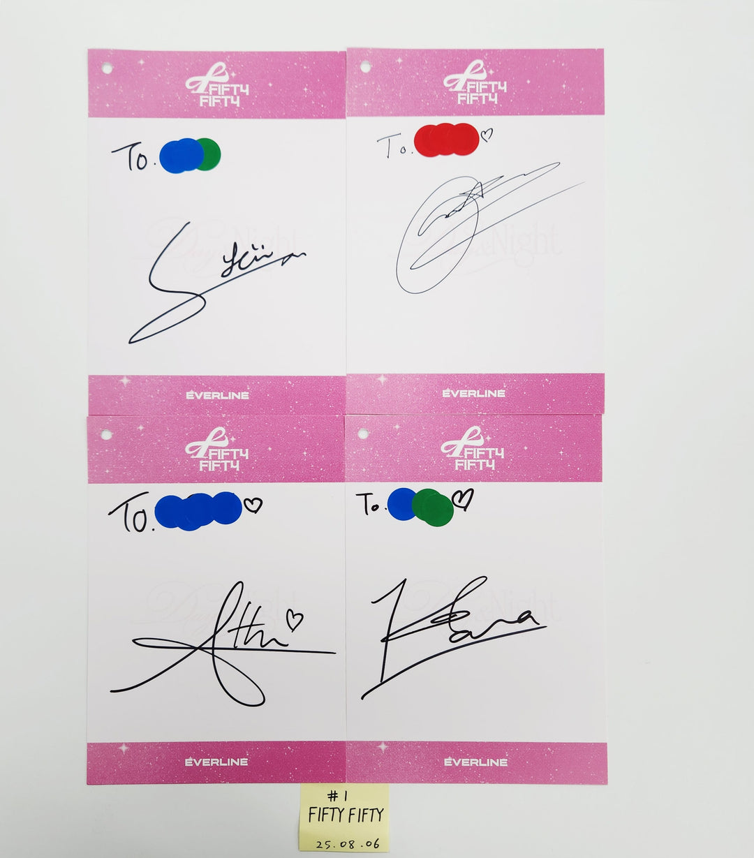 FIFTYFIFTY "Day & Night" - Hand Autographed(Signed) Paper Set(4ea) [25.8.6]
