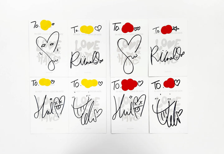 H1-KEY "LOVE or HATE" - Hand Autographed(Signed) Postcards Set (4EA) [25.8.7]