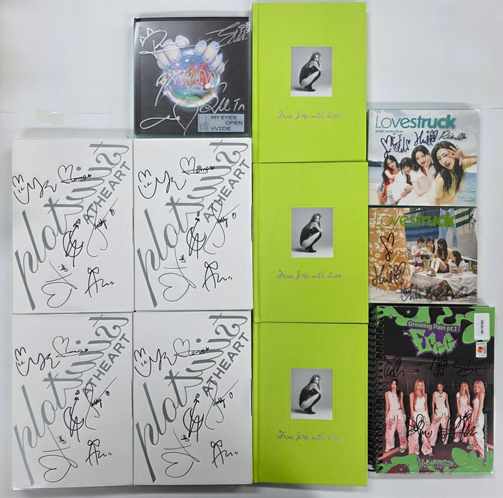 MEOVV "MY EYES OPEN VVIDE", YOUNG POSSE "Growing Pain pt.1 : FREE", JOY "From JOY, with Love", AtHeart "Plot Twist",H1-KEY "Lovestruck" - Hand Autograhped(Signed) Promo Album [25.8.25]