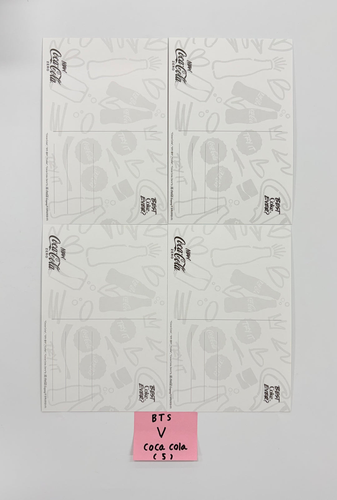 V (of BTS) - COCA COLA Event Postcard Set (4ea) [25.9.24]