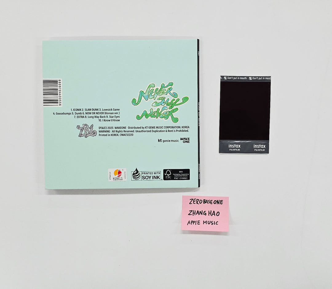 ZHANGHAO (Of ZEROBASEONE) "NEVER SAY NEVER" - Hand Autographed(Signed) Album & Polaroid [25.10.22]