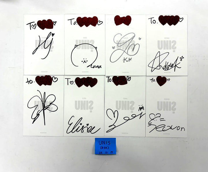 UNIS 'CURIOUS' - Hand Autographed(Signed) Postcard Set (8ea) [25.12.15]