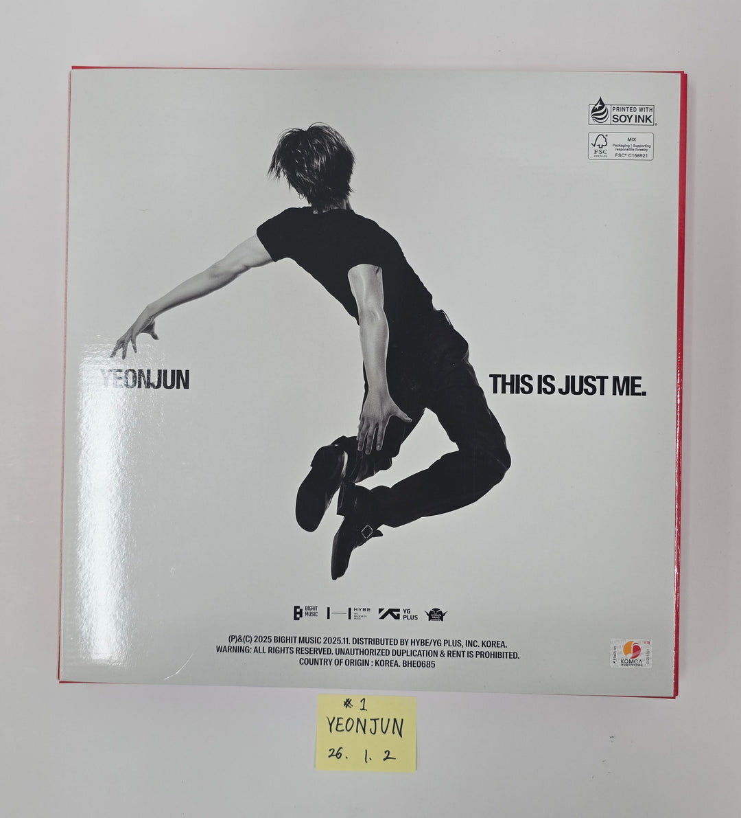 YEONJUN (Of TXT) "NO LABELS: PART 01" - Hand Autographed(Signed) Promo Album [26.1.2]