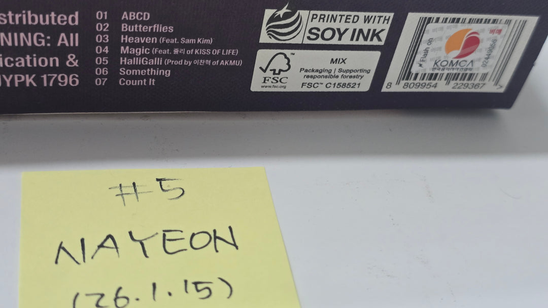 Nayeon (Of TWICE) "NA" - Hand Autographed(Signed) Promo Album [26.1.15]