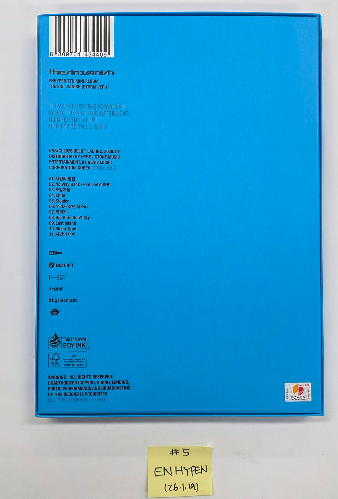 ENHYPEN "THE SIN : VANISH" - Hand Autographed(Signed) Promo Album [26.1.19]