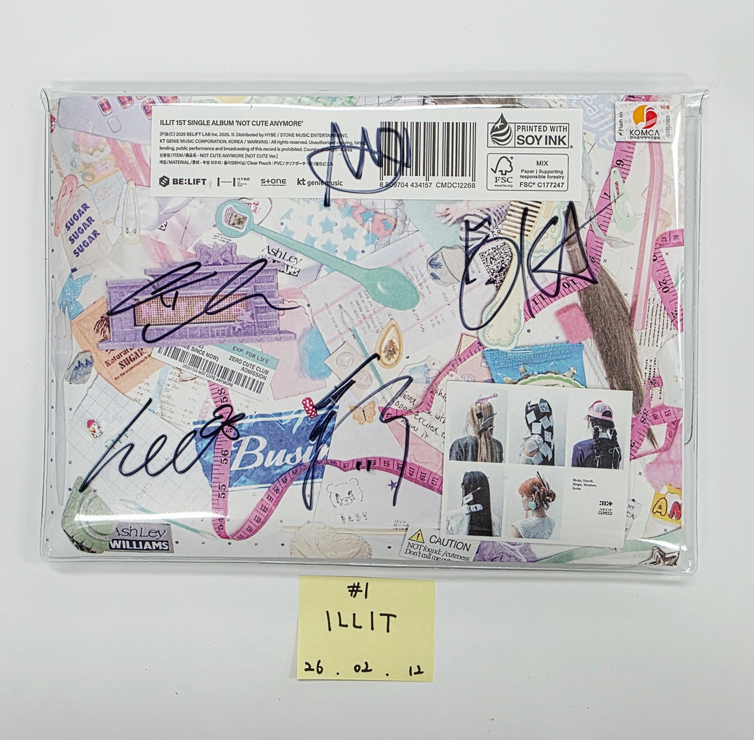 IZNA "Not Just Pretty", ILLIT "NOT CUTE ANYMORE", ILLIT "bomb", MEOVV "MY EYES OPEN VVIDE"  - Hand Autographed(Signed) Promo Album [26.02.12]