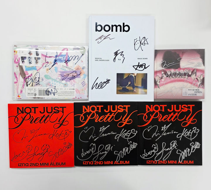 IZNA "Not Just Pretty", ILLIT "NOT CUTE ANYMORE", ILLIT "bomb", MEOVV "MY EYES OPEN VVIDE"  - Hand Autographed(Signed) Promo Album [26.02.12]