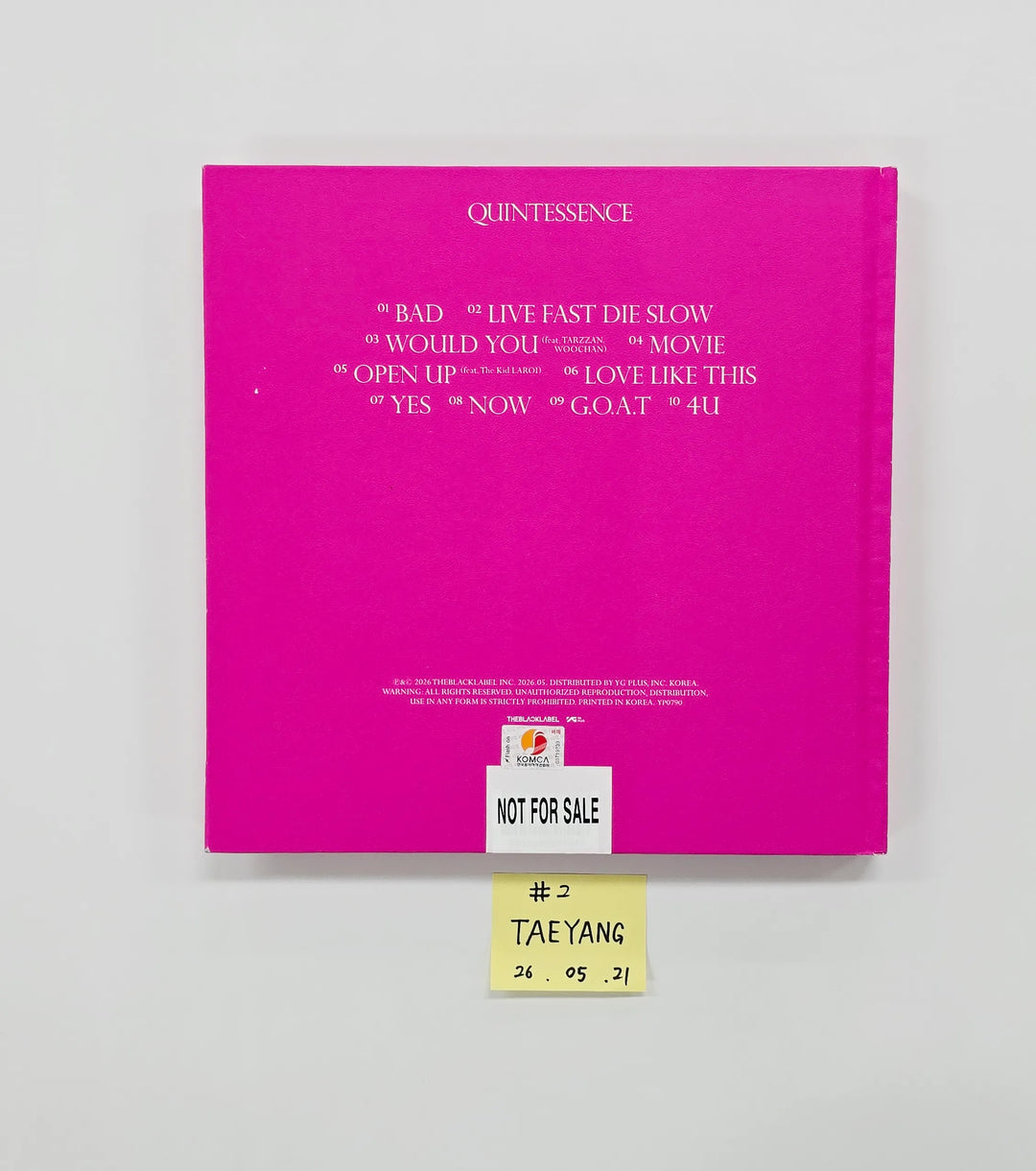 TAEYANG (of Bigbang)"QUINTESSENCE" - Hand Autographed(Signed) Promo Album [26.05.21]