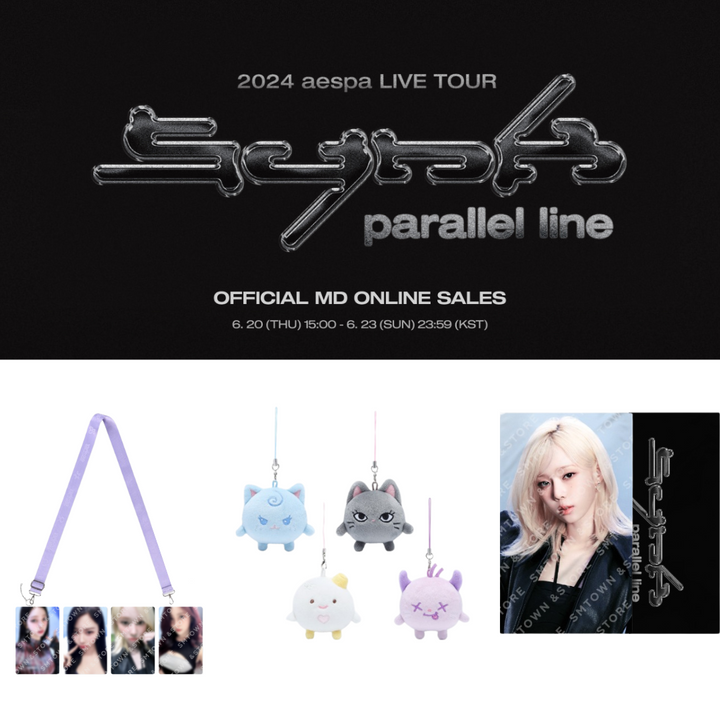 Aespa - 2024 Aespa Live Tour "Synk : Parallel Line" Official MD (KeyRing, Slogan, Postcard Set, Mini Pouch)