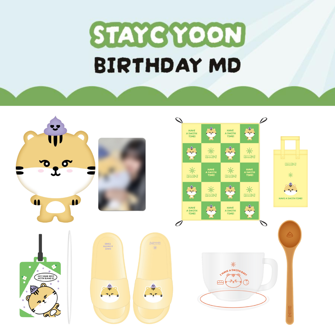 [Pre-Order] Yoon (of StayC) - [StayC WithC! Happy Yoon Day!] Official MD (Mega Cushion, Luggage Tag, Slipper, Picnic Mat, Cereal Bowl Set)