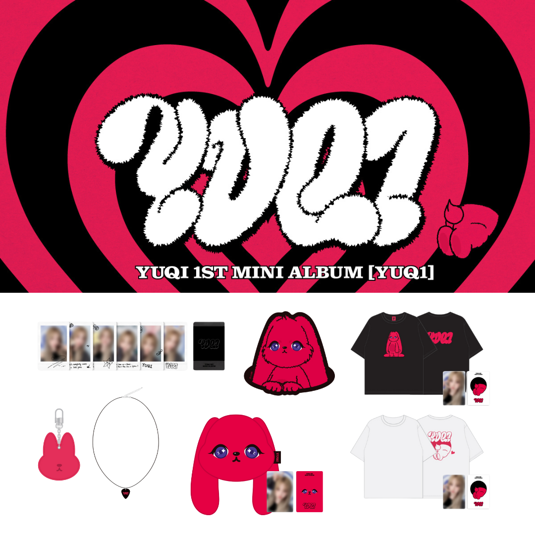 [Pre-Order] YUQI (of (G)I-DLE) - 1st Mini Album "YUQ1" Official MD (Polaroid Photocard Set, T-Shirt, Guitar Pick Set, Grip Tok, Rabbit Pouch)