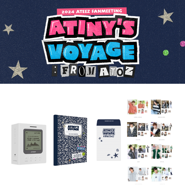 Ateez - [Atiny's Voyage From Atoz] Official MD (Poster Book, Photo Set. Photocard Binder) - HALLYUSUPERSTORE