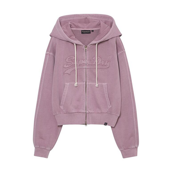 Superdry ILLIT - [Super Dry] Women's Vintage Applique Zip-Up Hoodie Dusty Pink