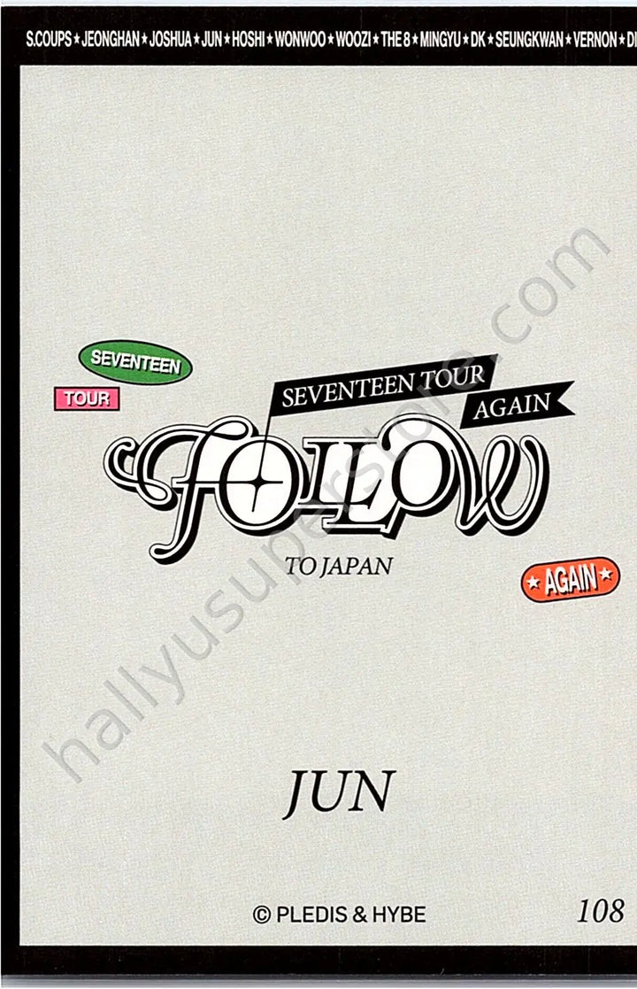 SEVENTEEN - Jun - [FOLLOW AGAIN] TOUR jacket japan merch photocard