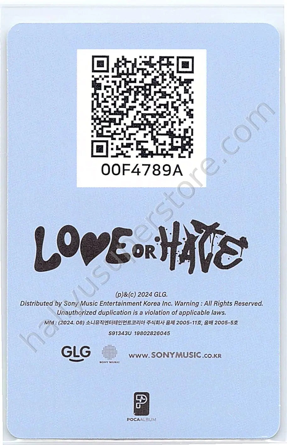 H1-KEY - Riina - LOVE or HATE lie version poca album qr card