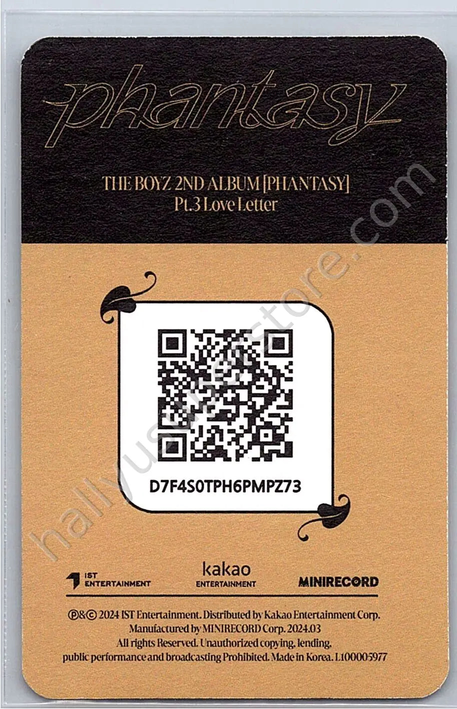 THE BOYZ - Kevin - Phantasy Pt. 3: Love Letter album photocard platform version qr card write version