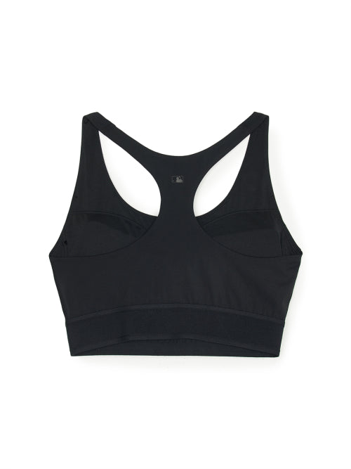 Women's Basic Lettering Band Accentuated Cropped Top NY (Black)