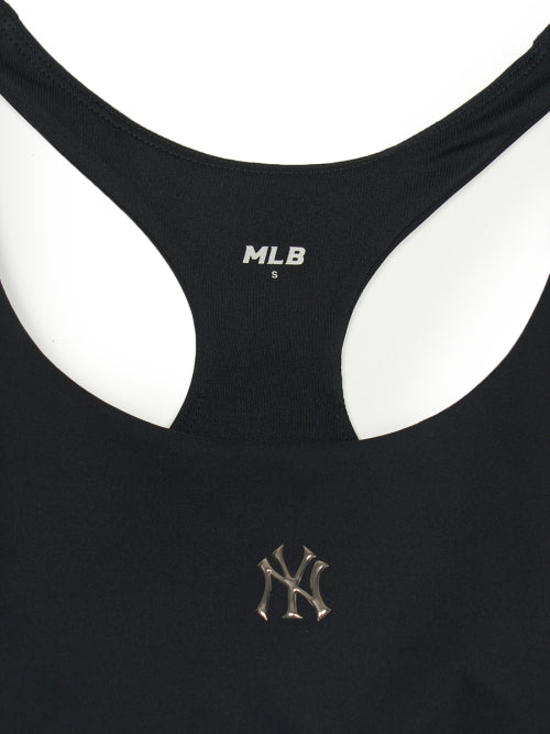 Women's Basic Lettering Band Accentuated Cropped Top NY (Black)