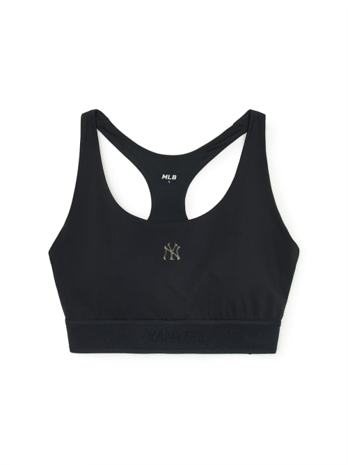 Women's Basic Lettering Band Accentuated Cropped Top NY (Black)