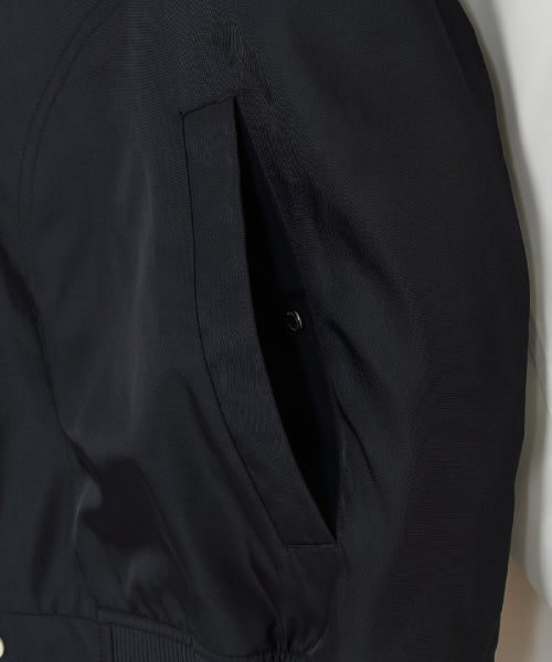 Nylon Front Cursive Varsity Jacket NYM (Black)