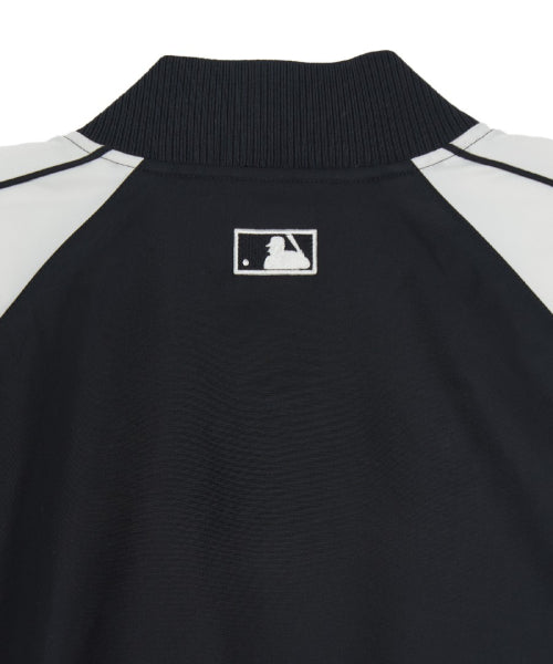 Nylon Front Cursive Varsity Jacket NYM (Black)