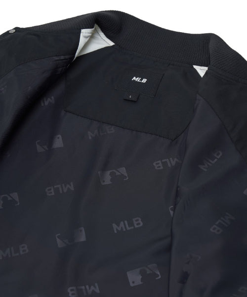 Nylon Front Cursive Varsity Jacket NYM (Black)