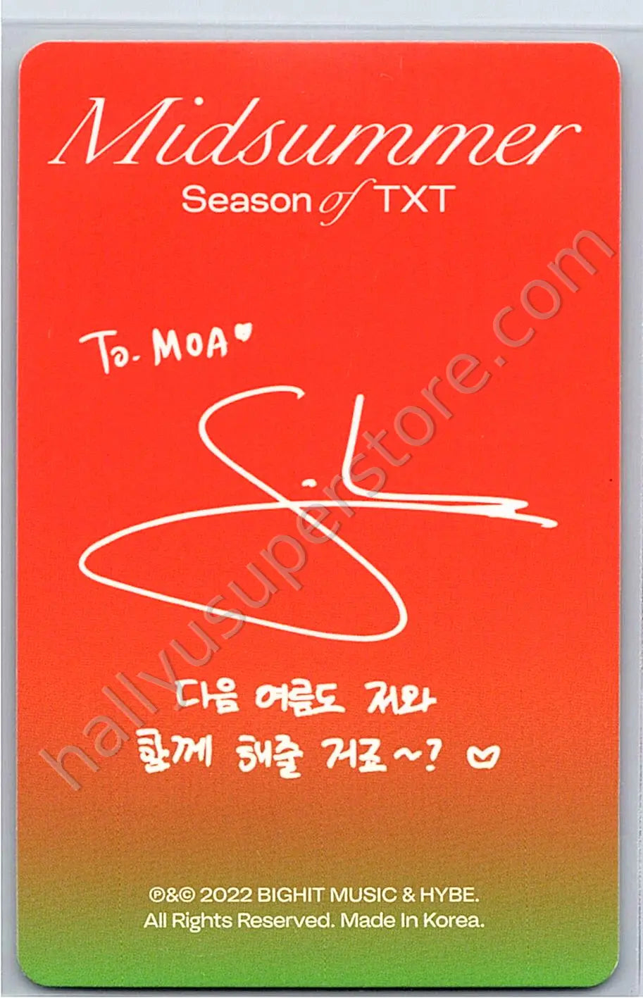 TOMORROW X TOGETHER - Soobin - Season of TXT : Midsummer Random Photocard Set Sunrise Red Ver.