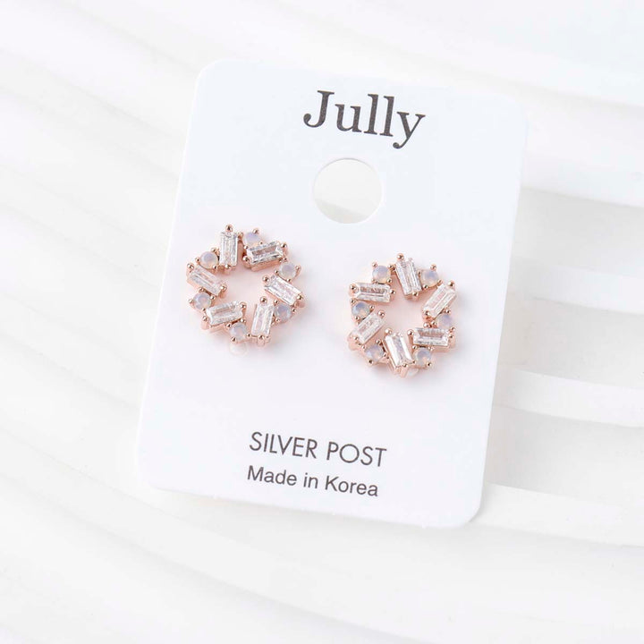 Jully Sterling Silver Fashing Earrings - Circle Cubic Style