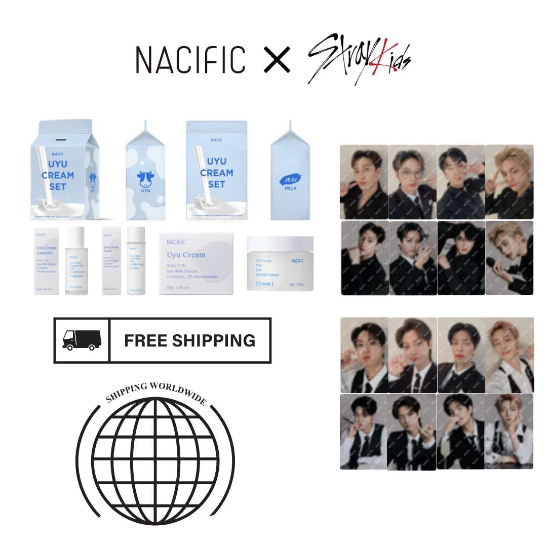 Stray kids X NACIFIC - UYU CREAM SET + Official Photocards Set (8EA) - HALLYUSUPERSTORE