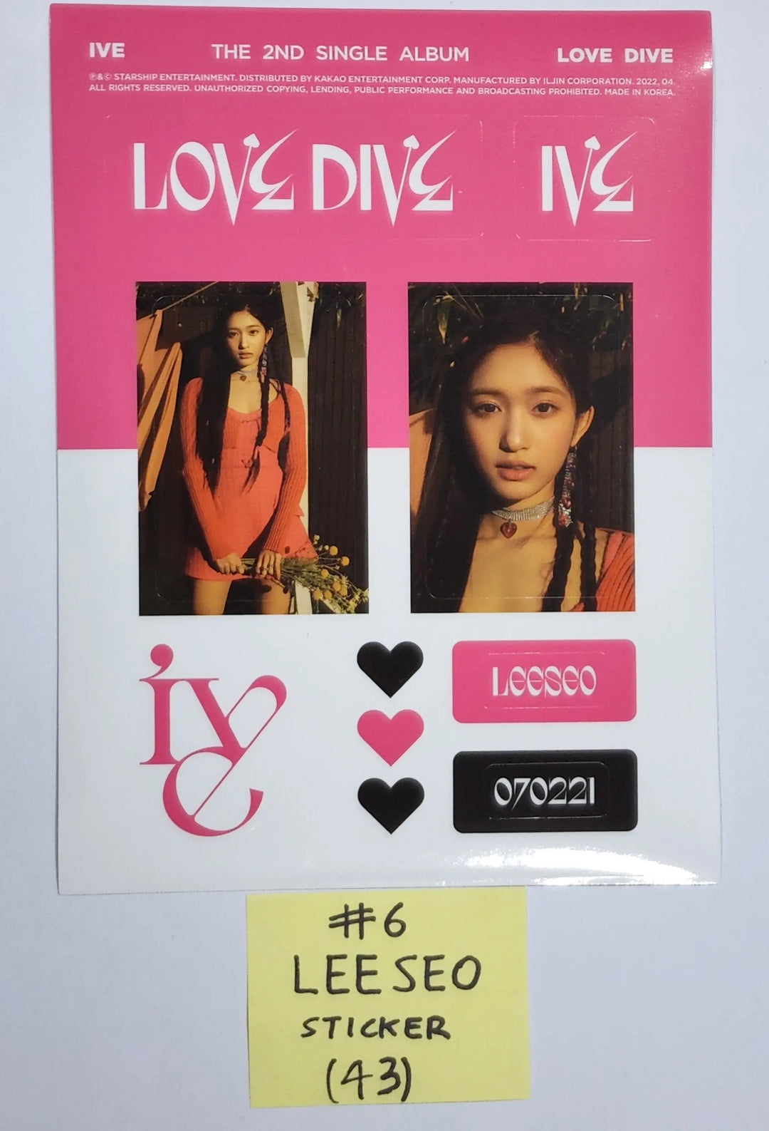 IVE 'LOVE DIVE' 2nd Single - Official Pre-Order Benefit Sticker