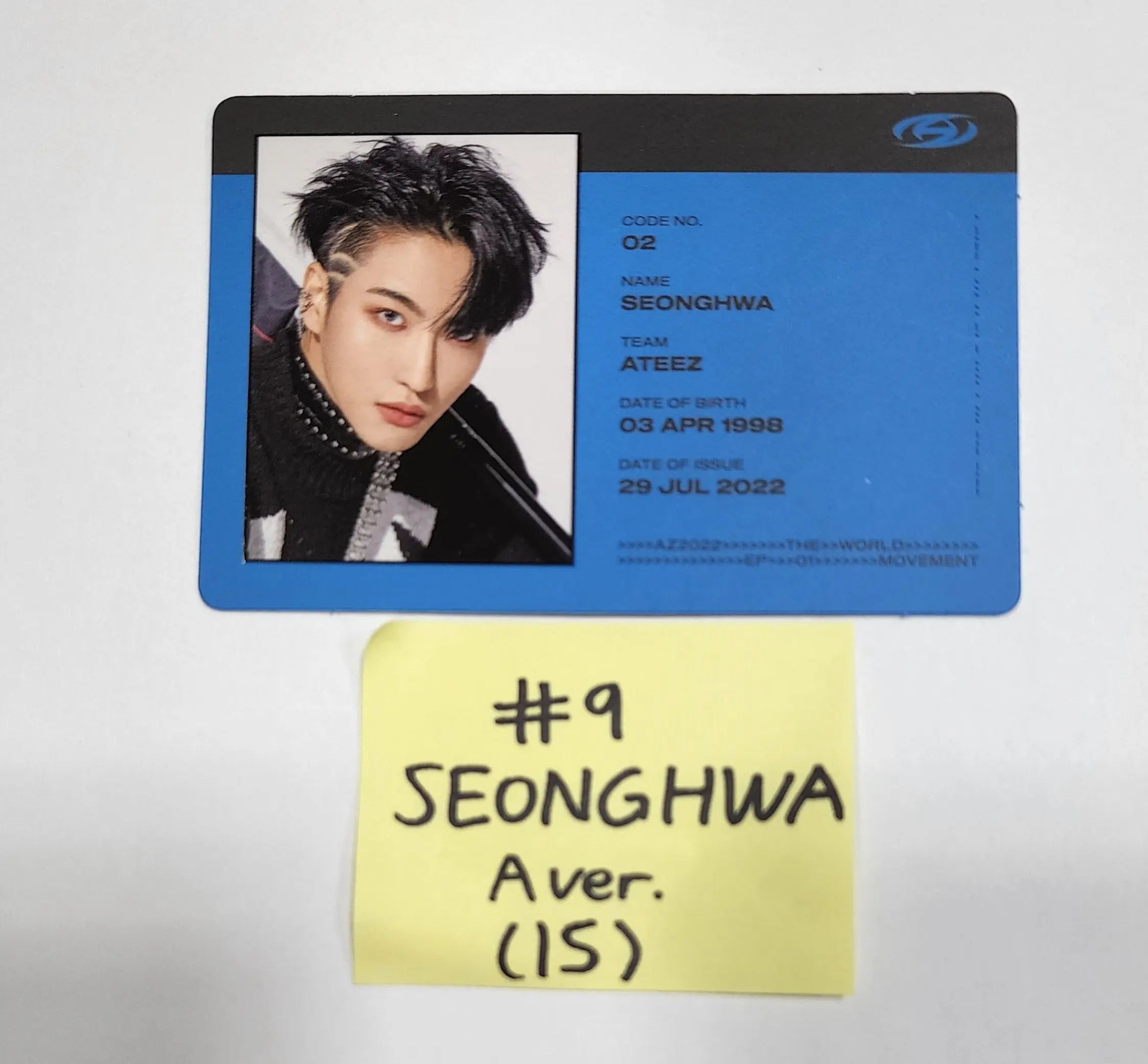 ATEEZ THE WORLD EP.1:MOVEMENT SEONG 割引 HWA サイン入り色紙 ATEEZ