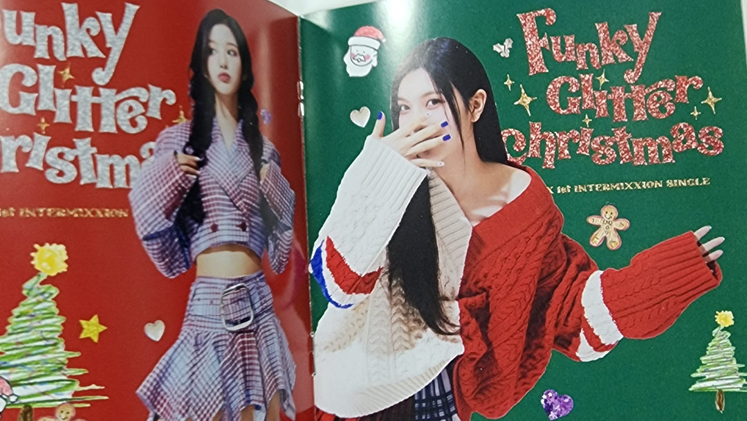 NMIXX "Funky Glitter Christmas" - 친필 사인(사인) 프로모 앨범 + 포토카드 세트(6장)