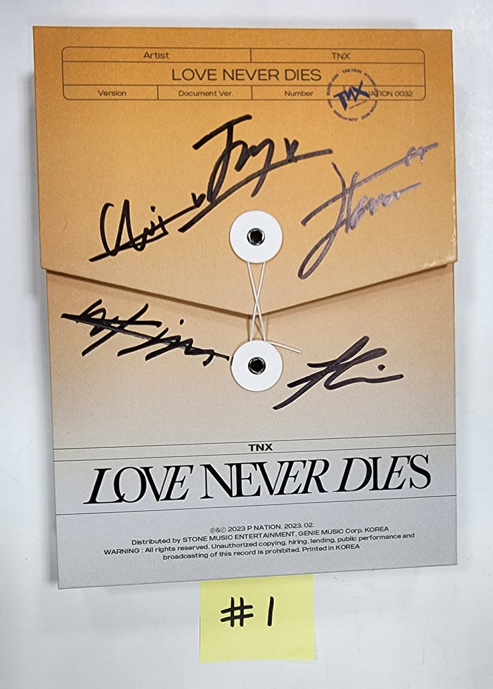 TNX "Love Never Dies" - 친필 사인(서명) 프로모 앨범