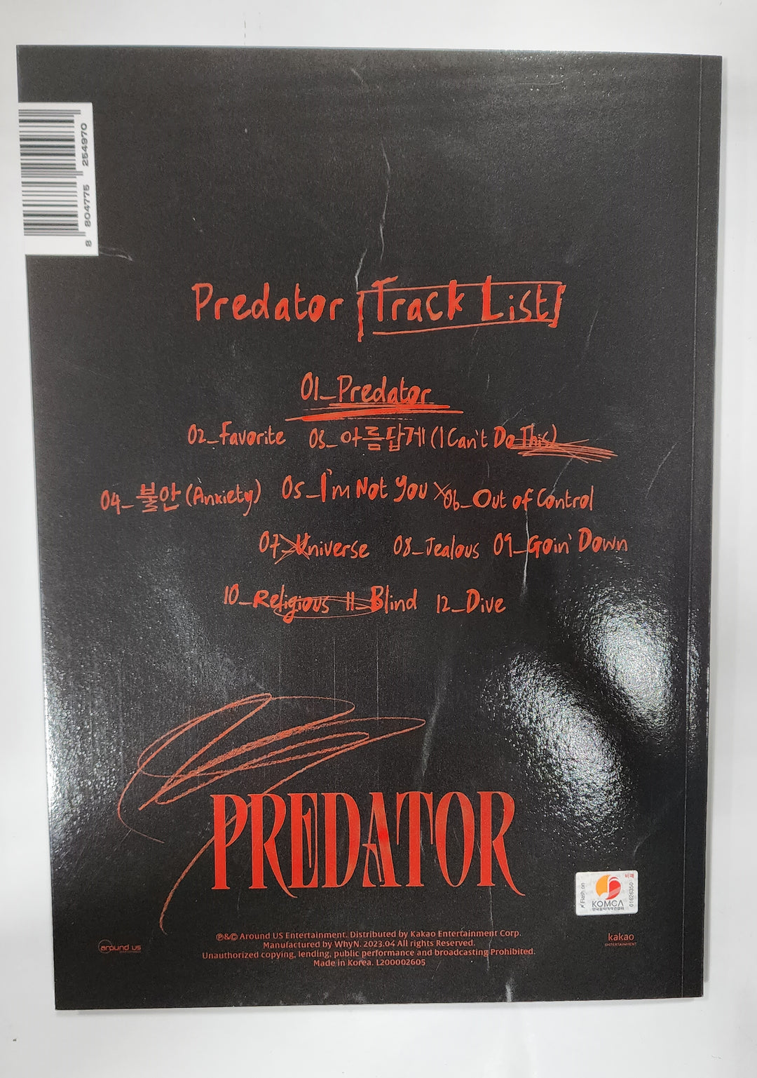 Lee Gikwang "Predator" - Hand Autographed(Signed) Promo Album