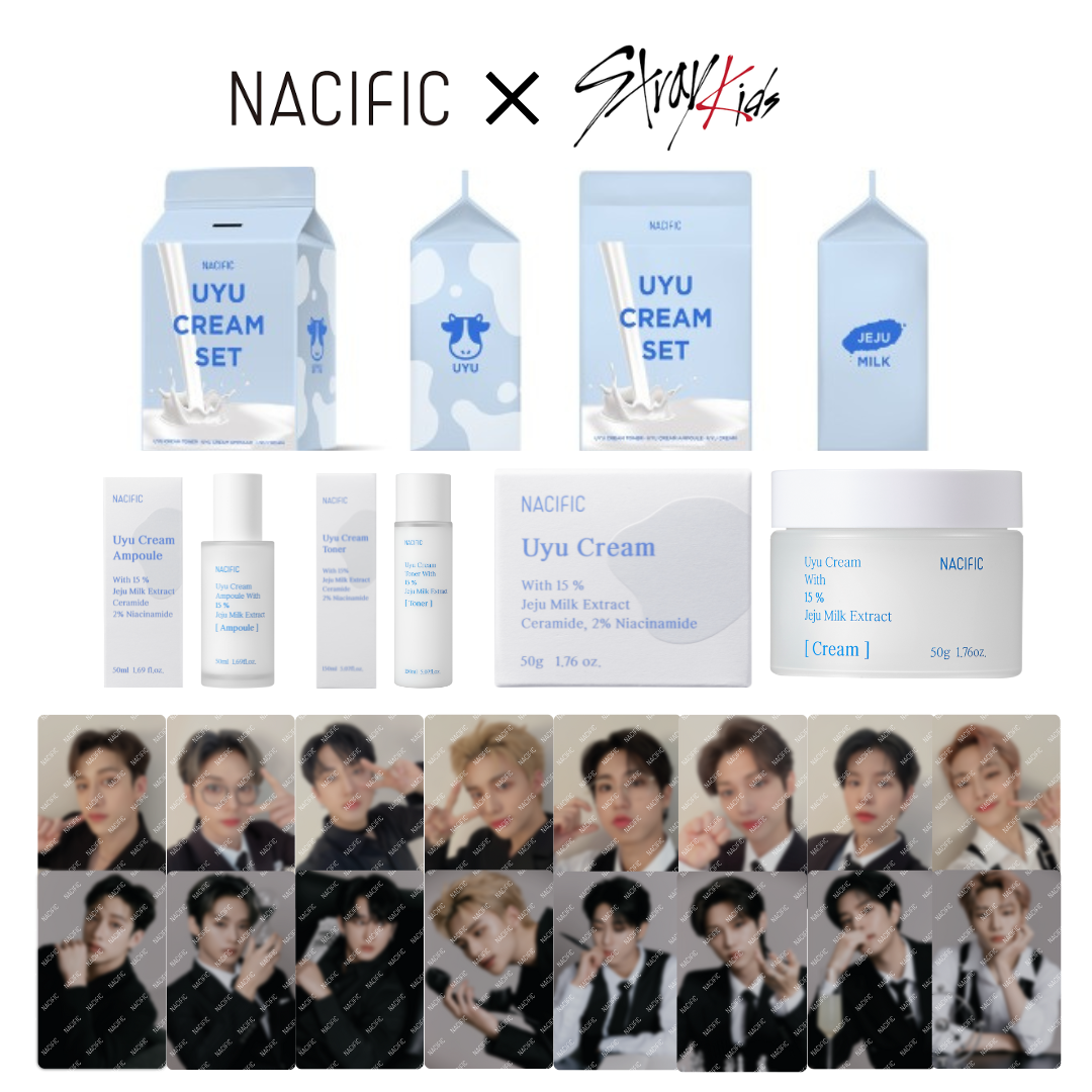 Stray kids X NACIFIC - UYU CREAM SET + Official Photocards Set (8EA) - HALLYUSUPERSTORE